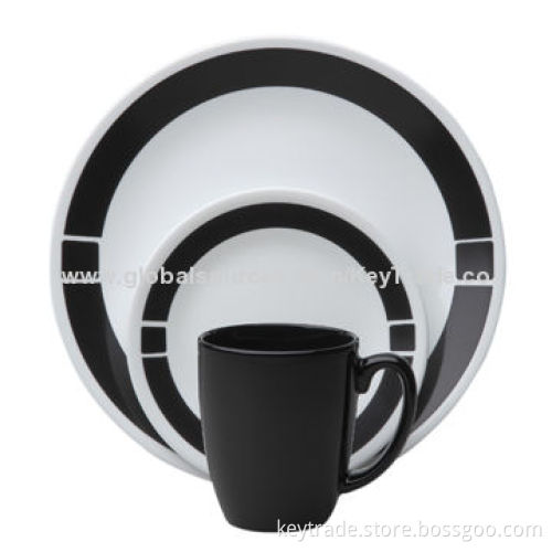 Fine Porcelain 16 Pieces Dinner Set in Coupe Shape with Decal, Customized Designs Welcomed